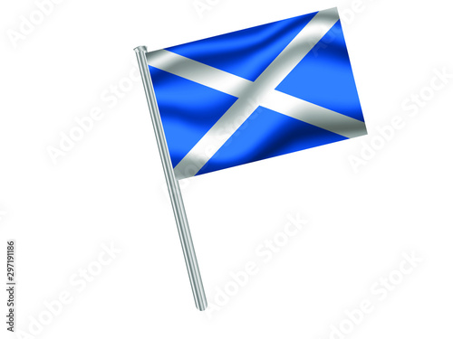 Flagpole of National flag of Scotland know as Alba, part of United Kingdom of Great Britain. original colors and proportion. Vector illustration, from countries flag set.