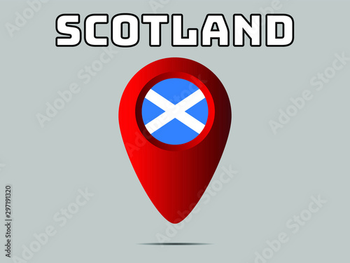 geolocation tag, geotag pin National flag of Scotland know as Alba, part of United Kingdom of Great Britain. original colors and proportion. Vector illustration, from countries flag set.