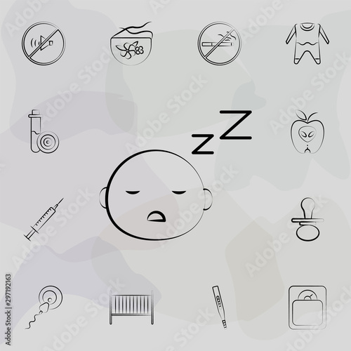 Sleeping child concept line icon. Universal set of maternity for website design and development, app development