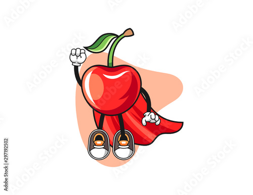 Cherry super hero cartoon. Mascot Character vector.