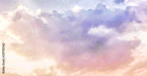 Aesthetic Pastel Wallpapers. Sky with Clouds Realistic Painting © WhataWin