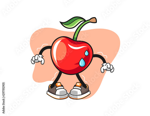 Cherry scare cartoon. Mascot Character vector.