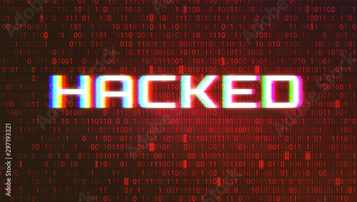 Binary Code Dark Red Background. Cyber Attack, Hacked