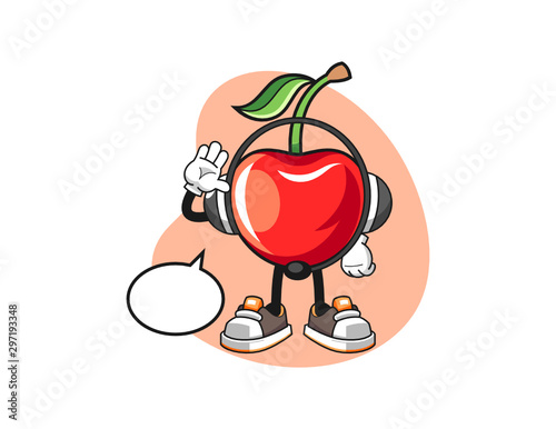 Cherry costumer cervices cartoon. Mascot Character vector.