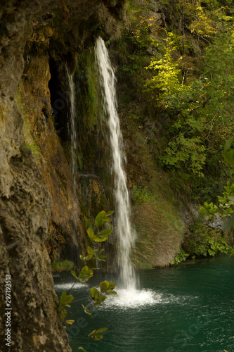 View of  waterfalls in Plitvice Lakes National Park    roatia.