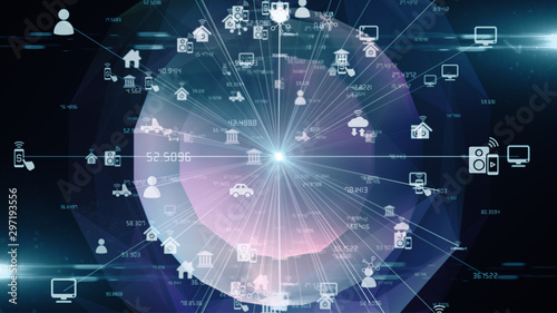 Internet of things IoT connectivity of physical devices and objects - render illustration