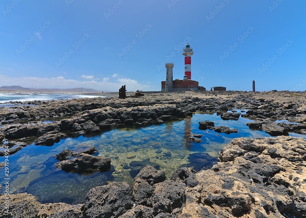 Fototapeta premium Toston lighthouse in El Cotillo at Fuerteventura Canary Islands