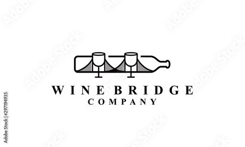 wine bridge logo Vectors Royalty design inspiration