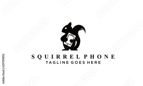 squirrel and phone logo Vectors Royalty design inspiration
