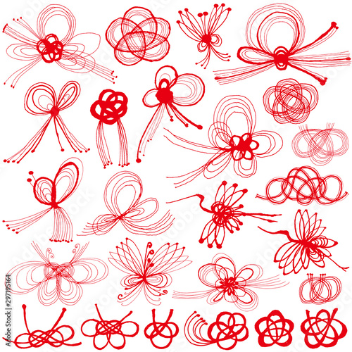 Set of Asian knots. hand drawn illustrations.