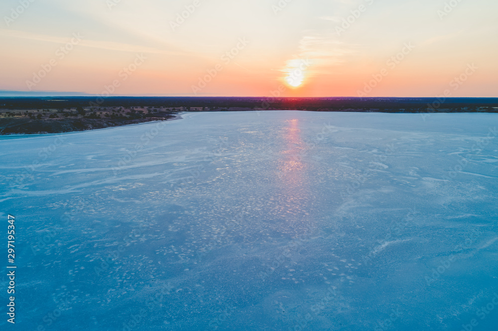 Obraz premium Sunset over salt lake in Victoria, Australia