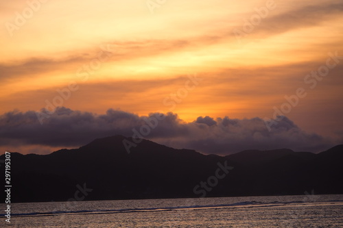Romantic sunset on the Seychelles