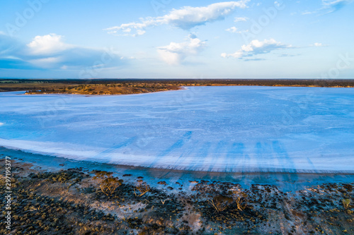 Beautiful salt lake at sunrise in Australia - aerial landscape