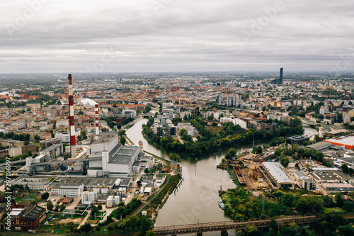 Aerial drone photography of Wroclaw, Europe.