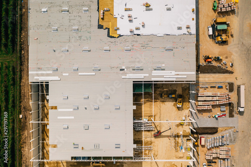 Aerial drone photography of a construction site. Europe, Poland.