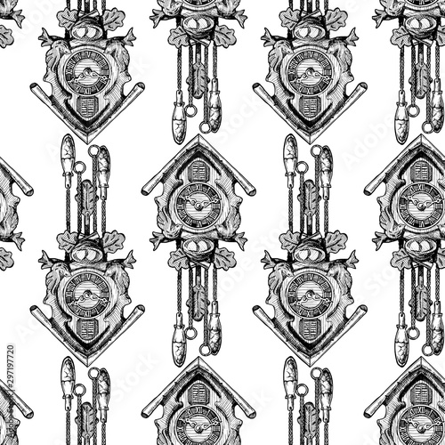 Pattern with old Cuckoo clock
