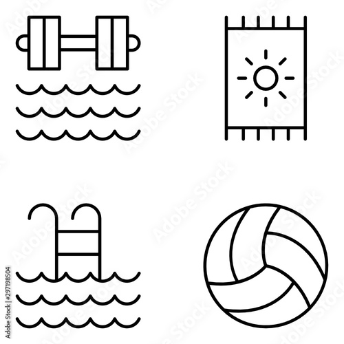 Pool Vector Line Icon Set photo