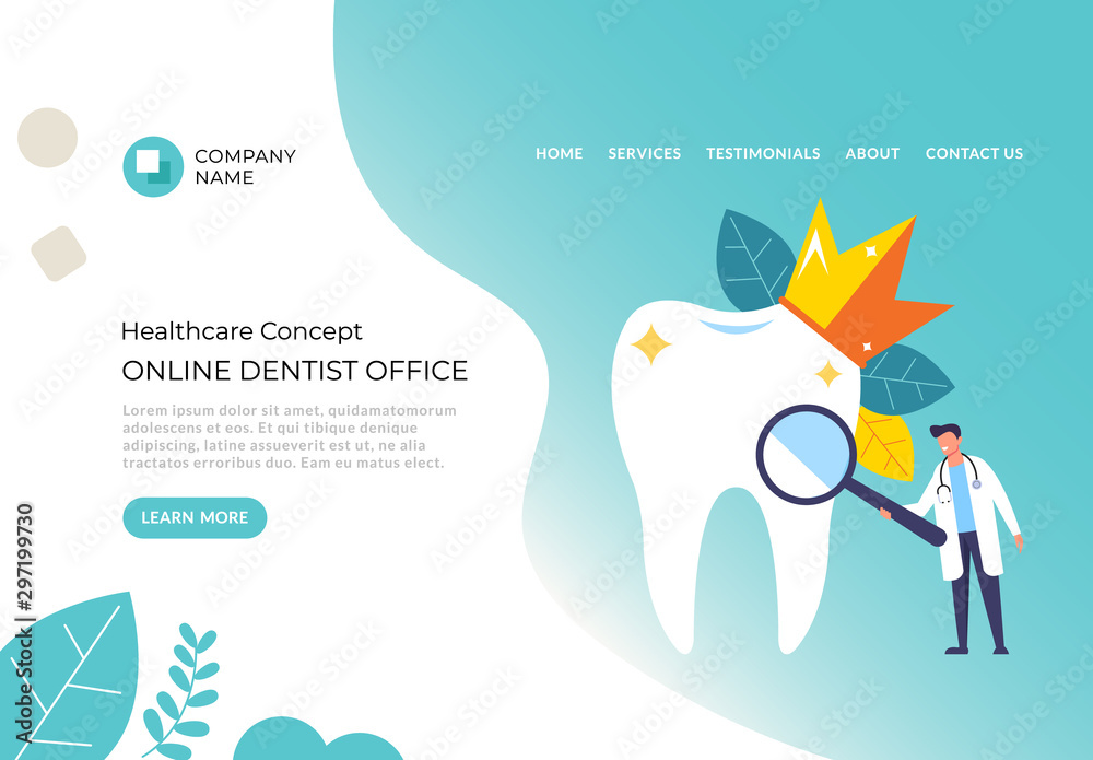 Dentist office stomatology service concept. Vector flat cartoon graphic design illustration - obrazy, fototapety, plakaty 
