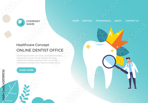 Dentist office stomatology service concept. Vector flat cartoon graphic design illustration