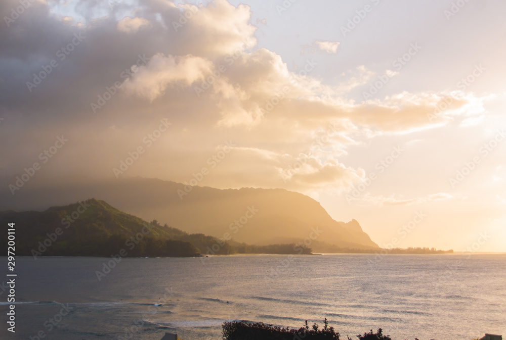 Hanalei Bay Mountain Sunset