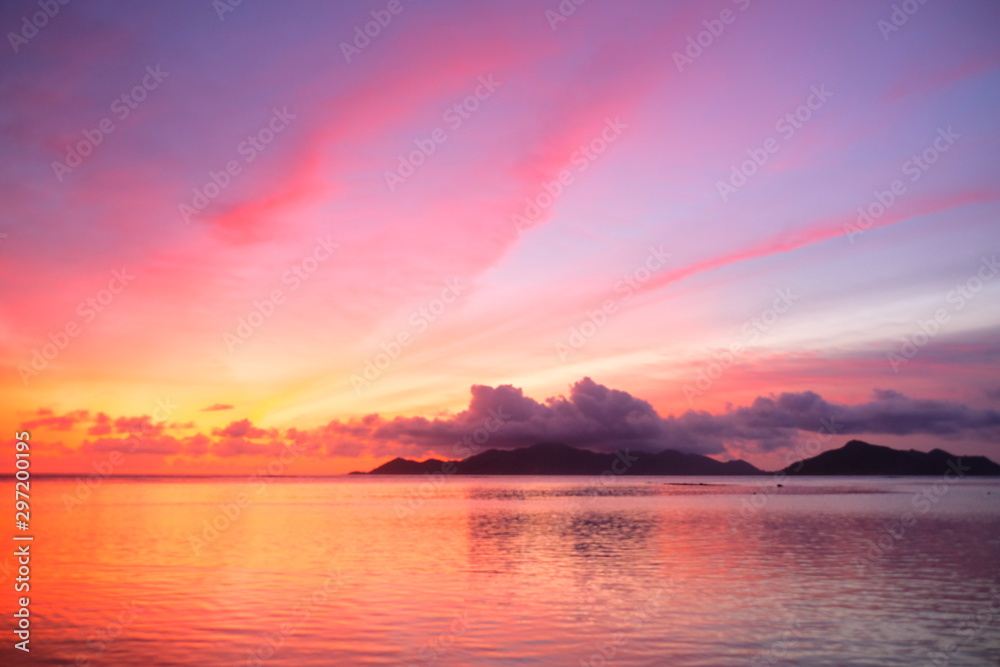 Romantic sunset on the Seychelles Romantic sunset on the Seychelles
