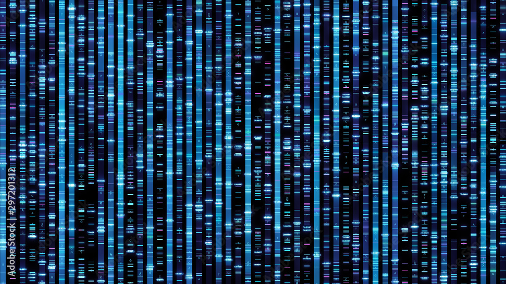 DNA sequencing the bases of a fragment of DNA Abstract background - obrazy, fototapety, plakaty 