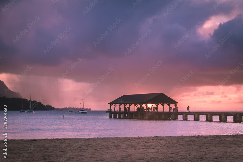 Hanalei Bay Pier Silhouette