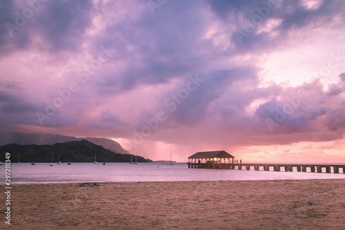 Obraz na płótnie Kauai Hanalei Pier Sunset w salonie