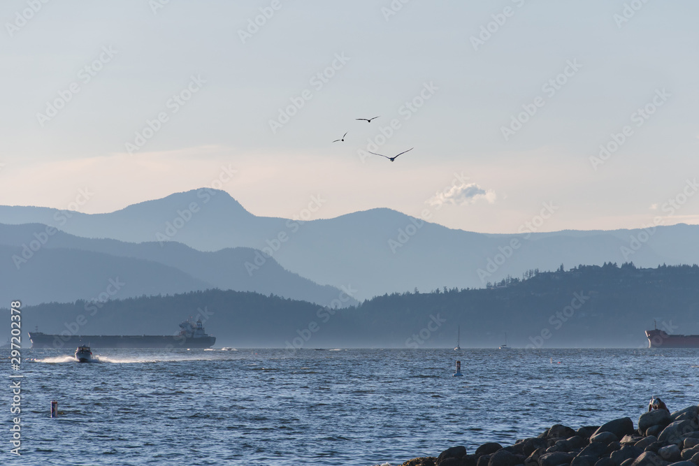 Sunset Beach Vancouver Mountains
