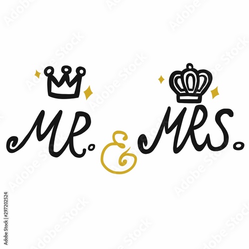 Mr. and Mrs. with crown icon vector illustration