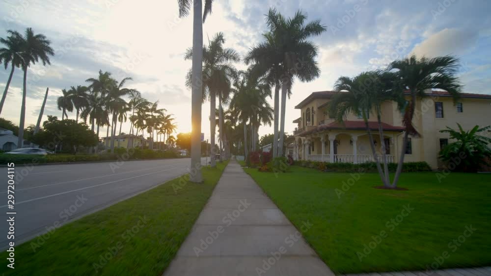 Residential neighborhood at sunset Hollywood Lakes FL USA Residential neighborhood at sunset Hollywood Lakes FL USA