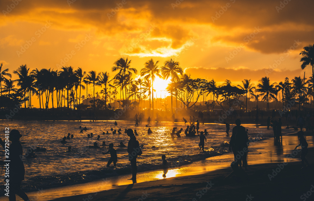 Waikiki Sunset Silhouettes