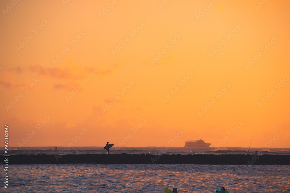 Sunset Surfer Silhouette