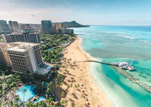Tableau sur toile Waikiki Beach Aerial