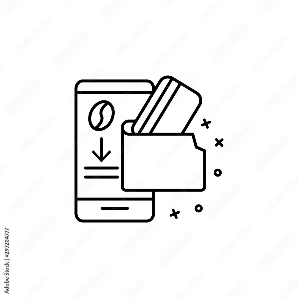 Wallet, phone, coffee, buy icon. Simple line, outline vector of coffee icons for ui and ux, website or mobile application Wallet, phone, coffee, buy icon. Simple line, outline vector of coffee icons for ui and ux, website or mobile application