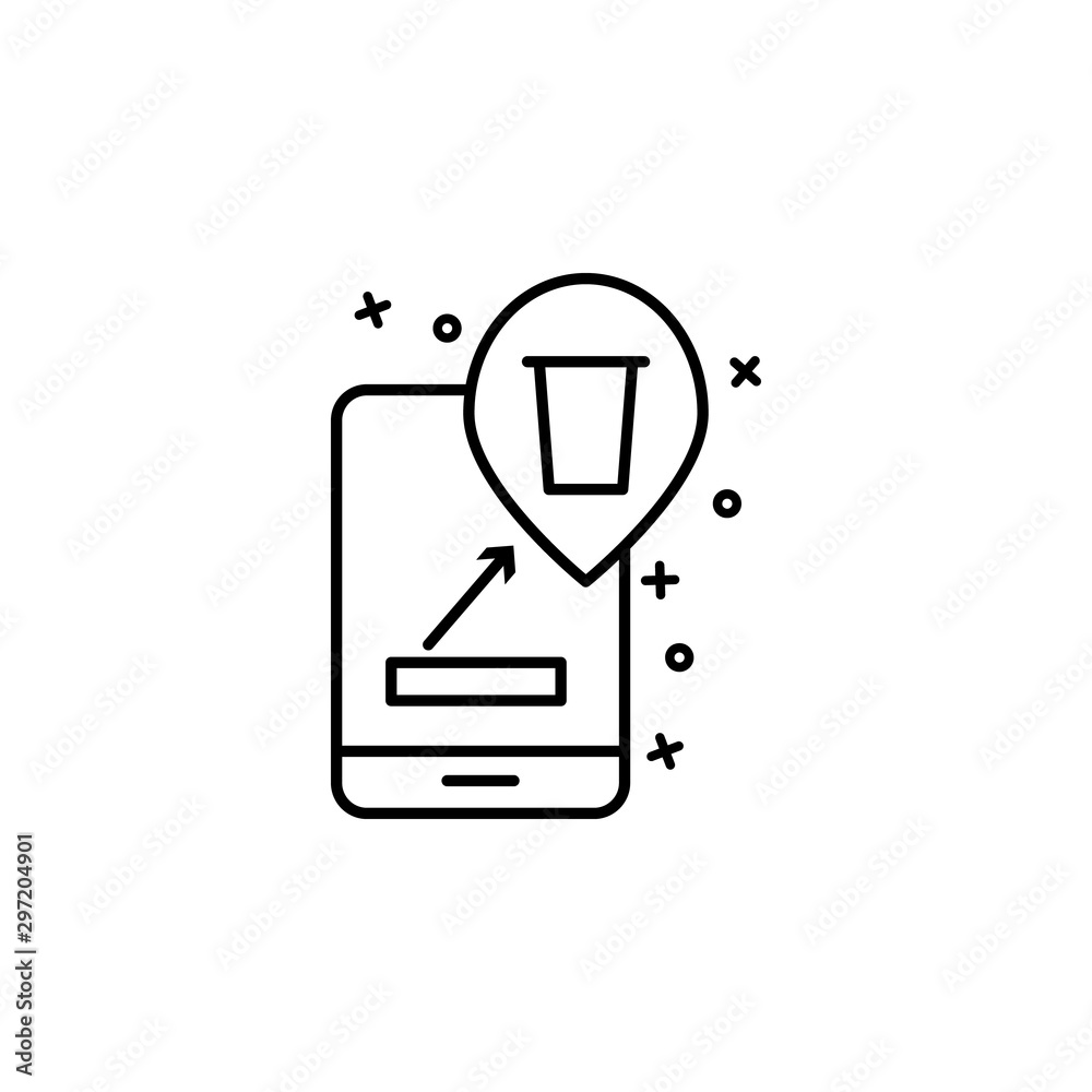 Phone, coffee, buy icon. Simple line, outline vector of coffee icons for ui and ux, website or mobile application Phone, coffee, buy icon. Simple line, outline vector of coffee icons for ui and ux, website or mobile application