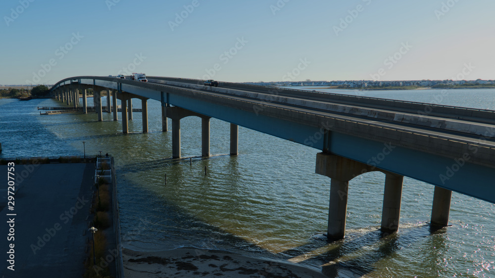Brigantine boulevard bridge crossing thru the Atlantic ocean waters Brigantine boulevard bridge crossing thru the Atlantic ocean waters