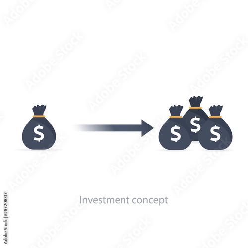Compound interest, added value, financial investments stock market, future income growth, revenue increase, money return, pension fund plan, budget management, savings account, banking vector icon