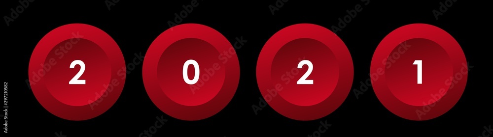 2021 new year on round red buttons on a black background 2021 new year on round red buttons on a black background