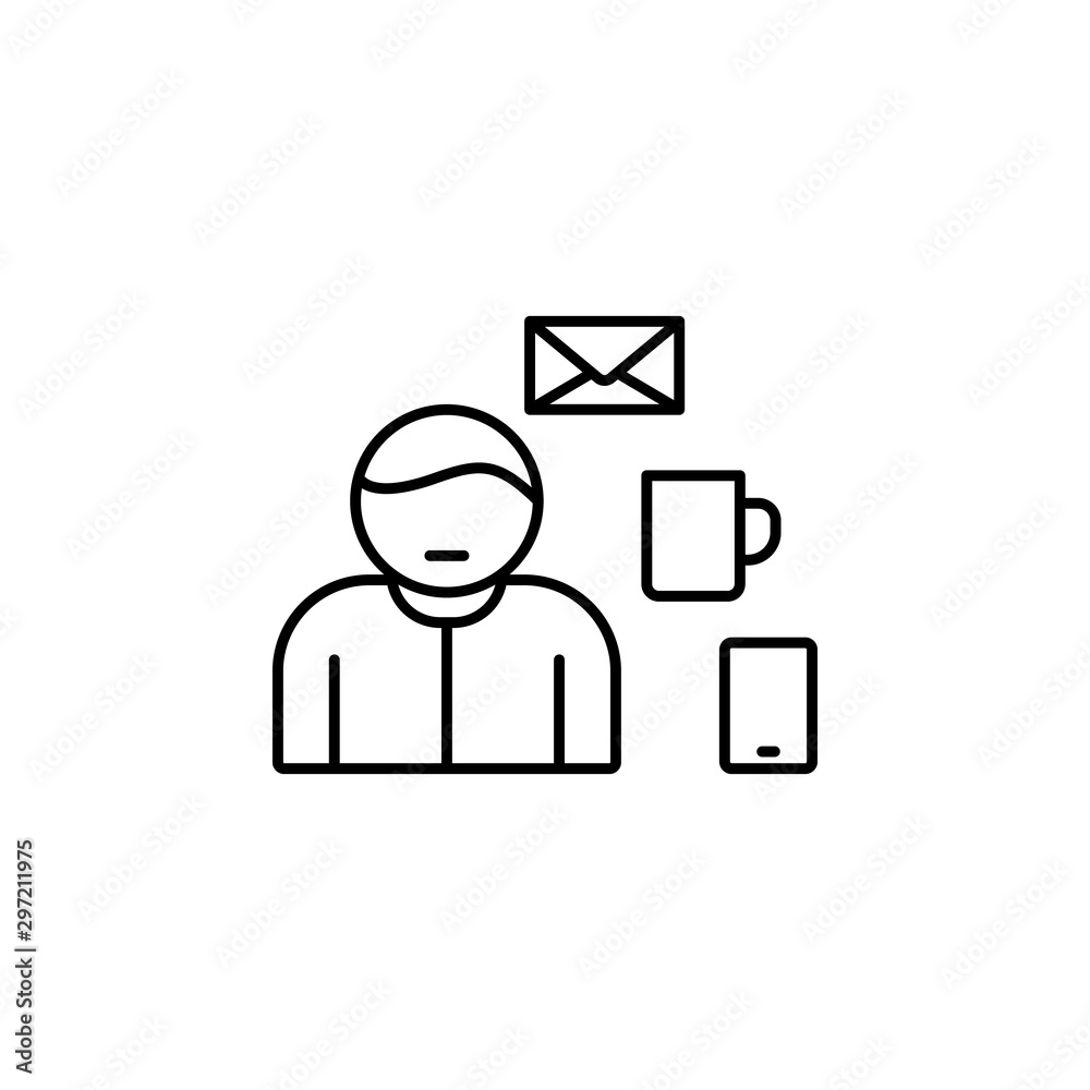 Work skills cup mobile letter icon. Simple line, outline vector of office icons for ui and ux, website or mobile application on white background