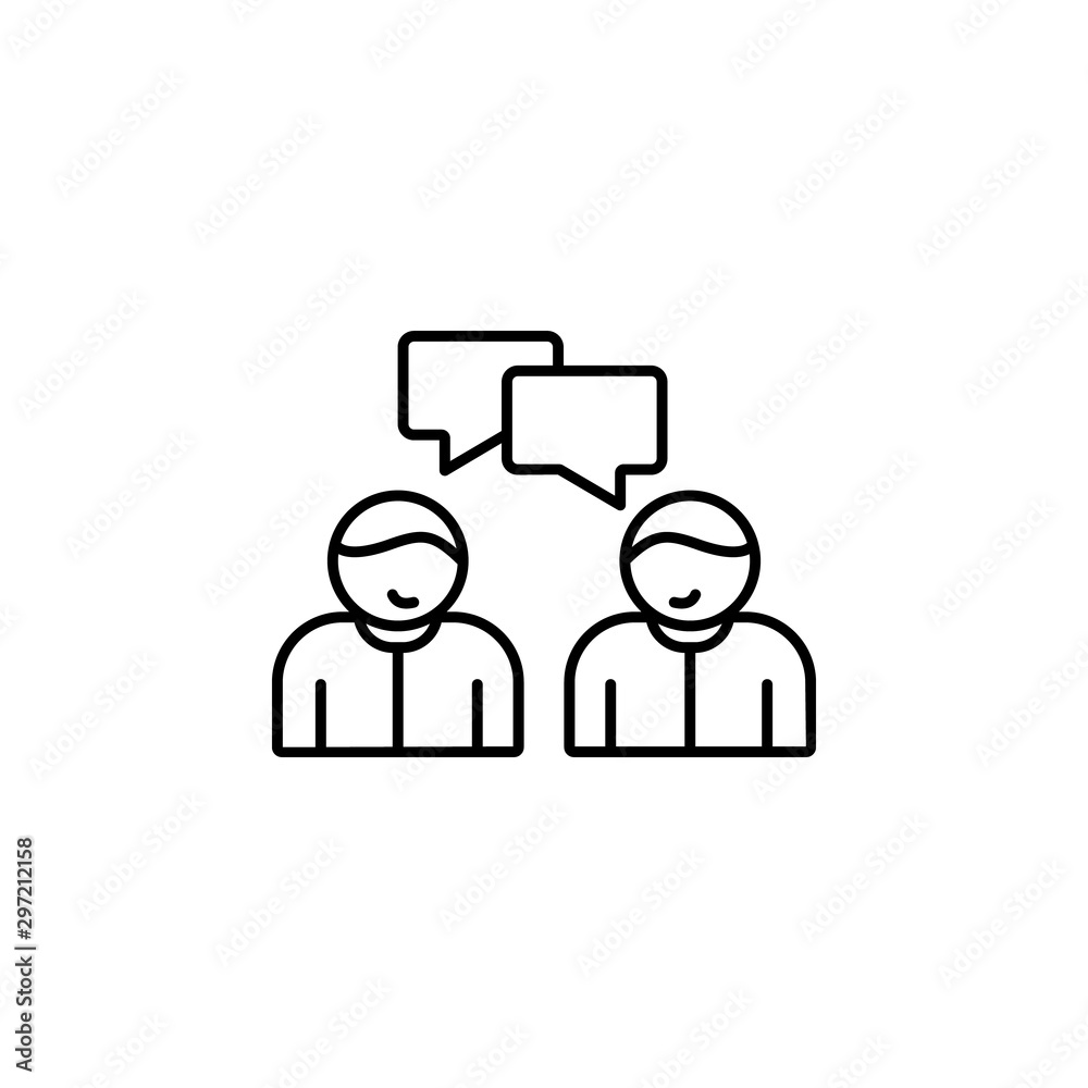 Work dialogue chat bobble icon. Simple line, outline vector of office icons for ui and ux, website or mobile application on white background Work dialogue chat bobble icon. Simple line, outline vector of office icons for ui and ux, website or mobile application on white background