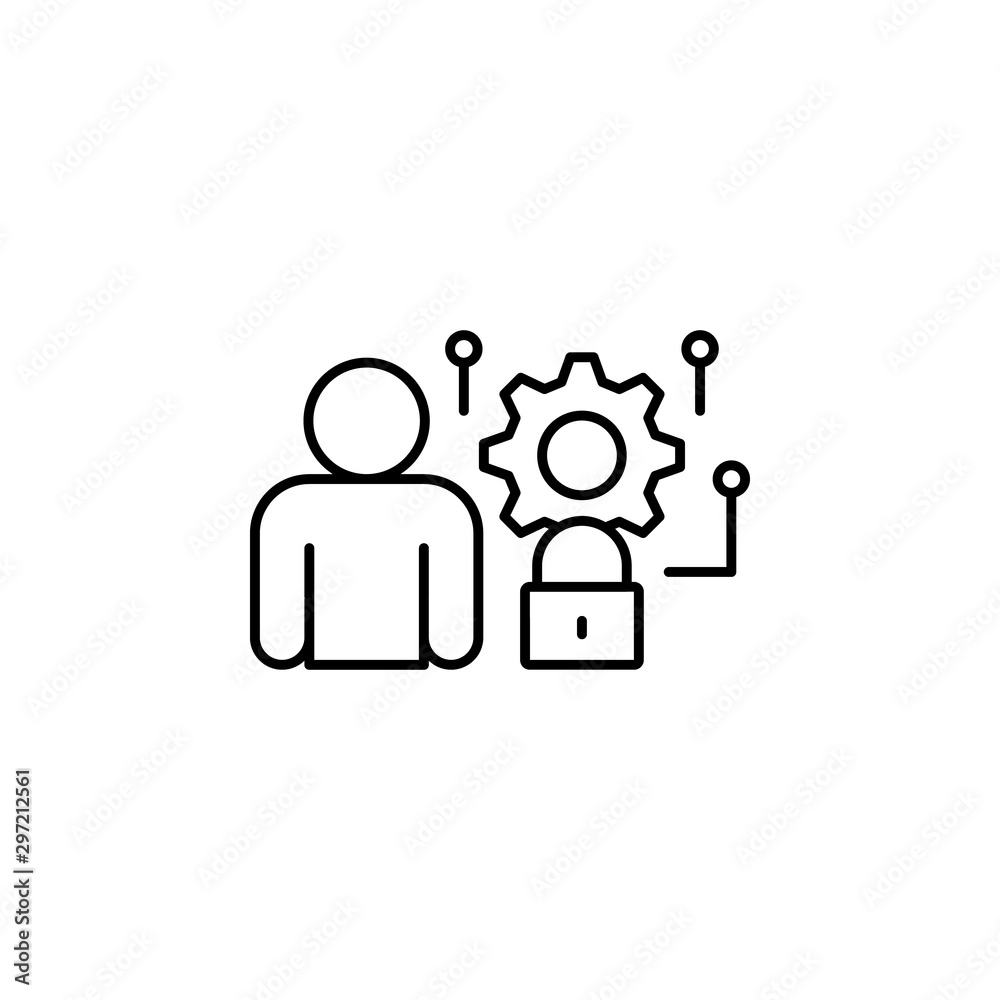 Man, blocked, setting icon. Simple line, outline vector of confidential information icons for ui and ux, website or mobile application Man, blocked, setting icon. Simple line, outline vector of confidential information icons for ui and ux, website or mobile application
