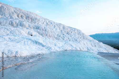Pamukkale travertines in Turkey, "Pamukkale" is meaning "Cotton Castle" in English