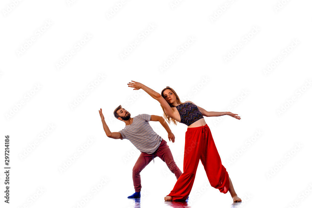 Obraz premium Two cute dancers practicing to the contest