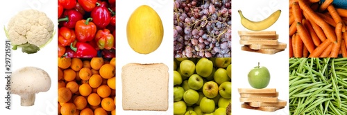 Naklejka Cudowne i zdrowe owoce razem z warzywami