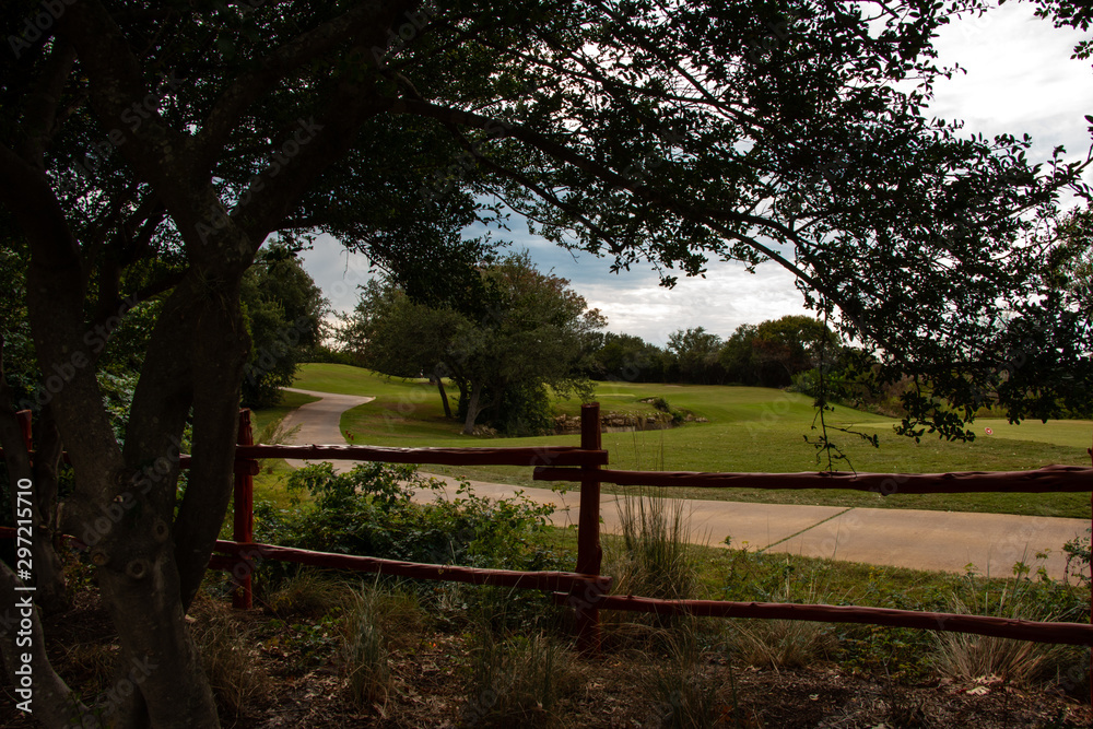 Sidewalk Passing through the Golf Course Greens 