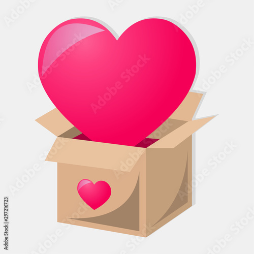 love sign put into cardboard vector illustration symbol for charity and donation concept