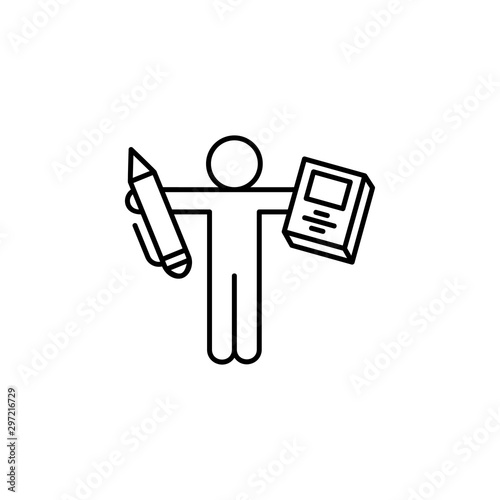 Pupil book pen icon. Element of school icon