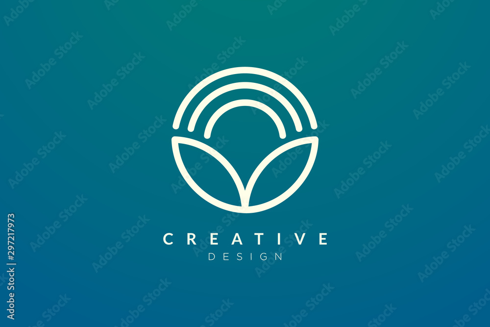 custom made wallpaper toronto digitalLeaf and circle combination logo design for spa, hotel, beauty, health, fashion, cosmetic, boutique, salon, yoga, therapy. Simple and modern vector design for your business brand or product.