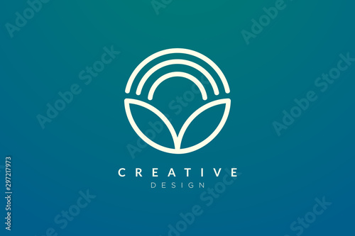 Leaf and circle combination logo design for spa, hotel, beauty, health, fashion, cosmetic, boutique, salon, yoga, therapy. Simple and modern vector design for your business brand or product.